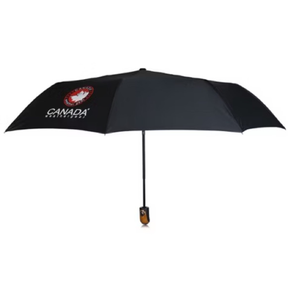 Canada Weather Gear Compact Travel Umbrella Auto Open Button Black - Sun Rain
